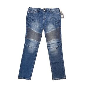 True Religion Men's Rocco Moto Relaxed Skinny Jeans Size 38W NEW DENIM